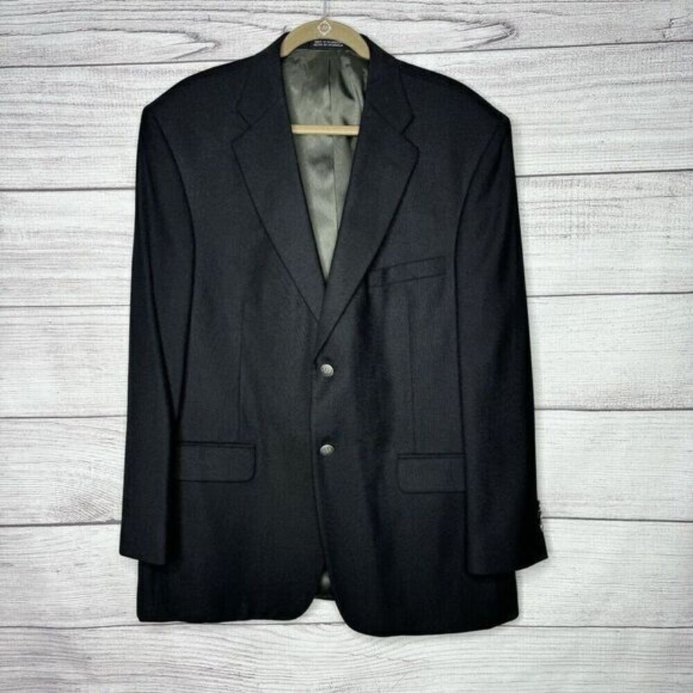 Stafford Wool Blend Black‎ Two Button Blazer Men's size 43 Regular